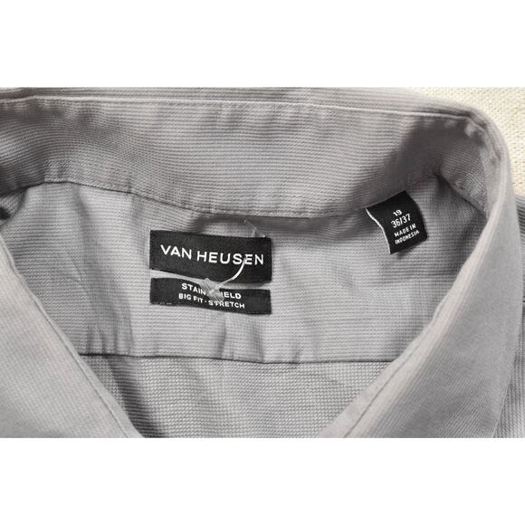 Van Heusen Big & Tall Size 19 36/37 Gray Stain Shield Long Sleeve Dress Shirt - Picture 8 of 8